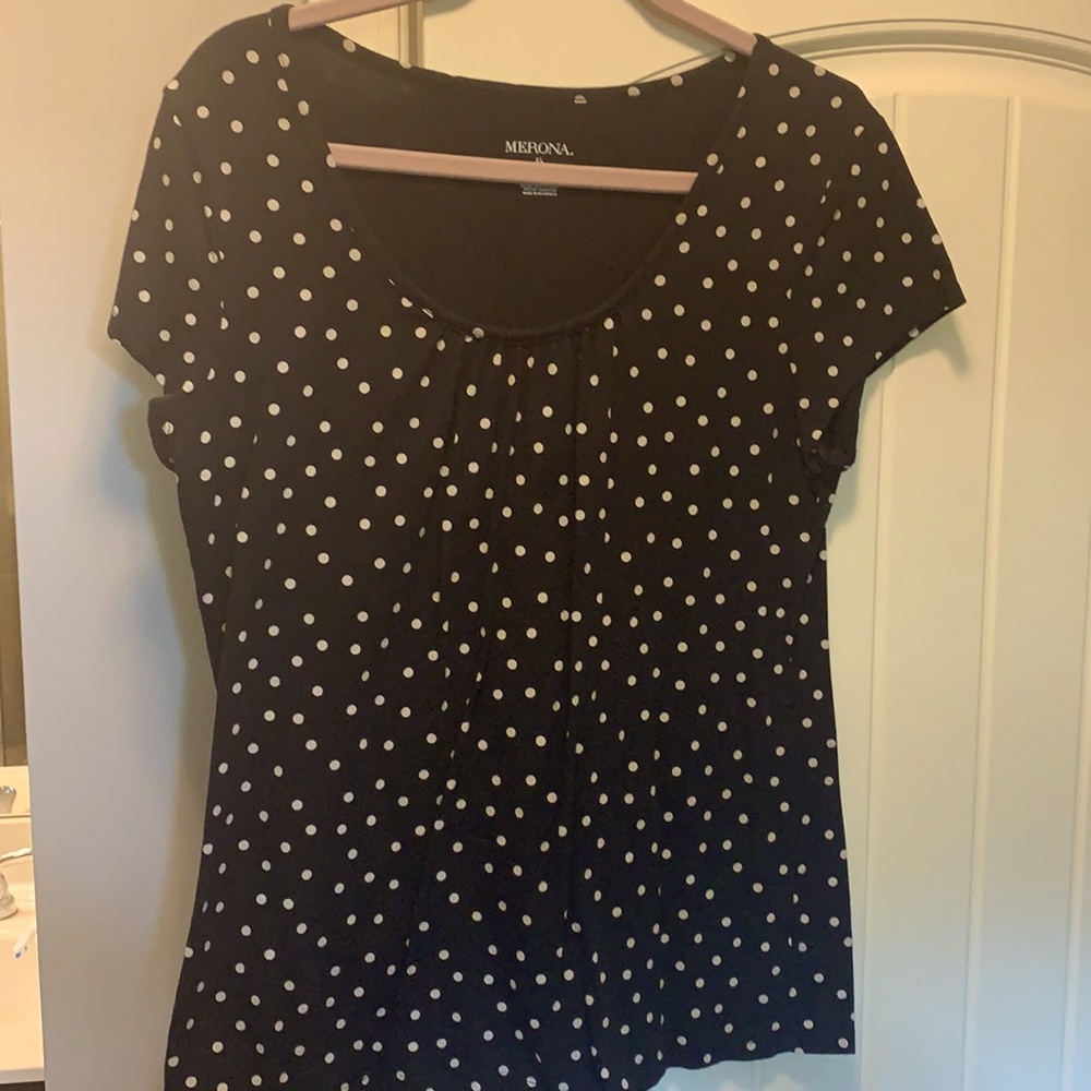 Merona-Black & White Polka Dot Top-XL